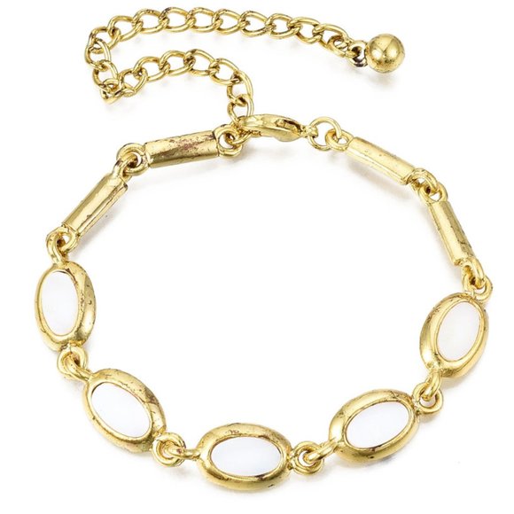 2/$25 NEW Natural shell oval Link Bracelet with extender chain Real shell links - Picture 1 of 4